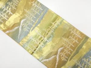 アンティーク 遠山に樹木模様織り出し袋帯(着用可)